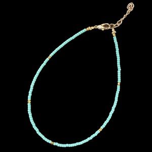 Blue & Gold Beaded Anklet